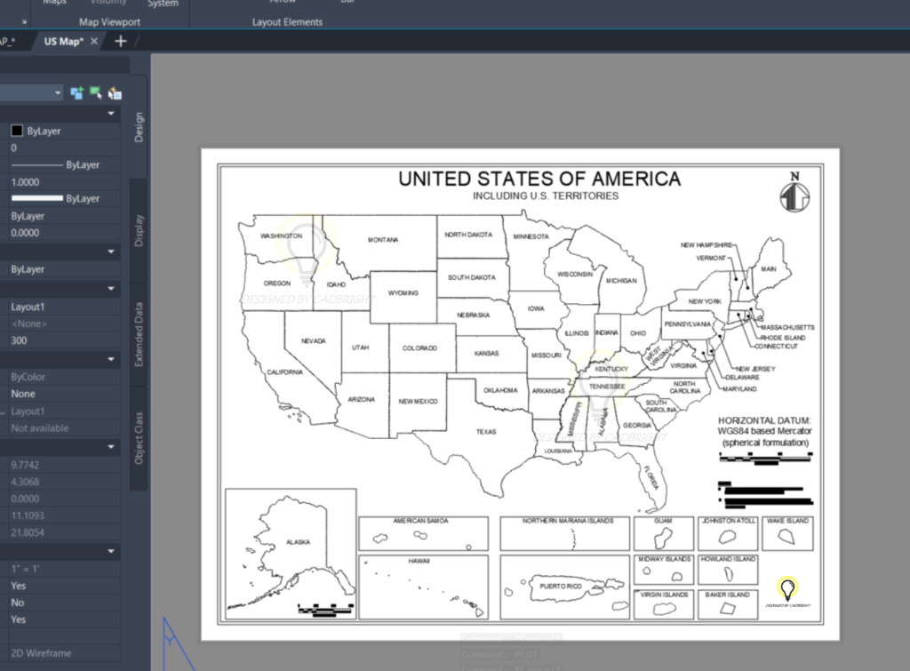 US State Map AutoCAD file download - CADBright