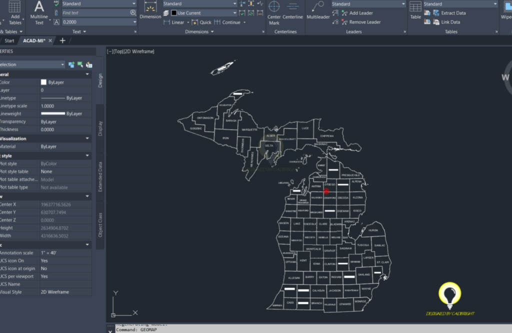 Michigan Projection File Michigan County Map in AutoCAD Format - CADBright