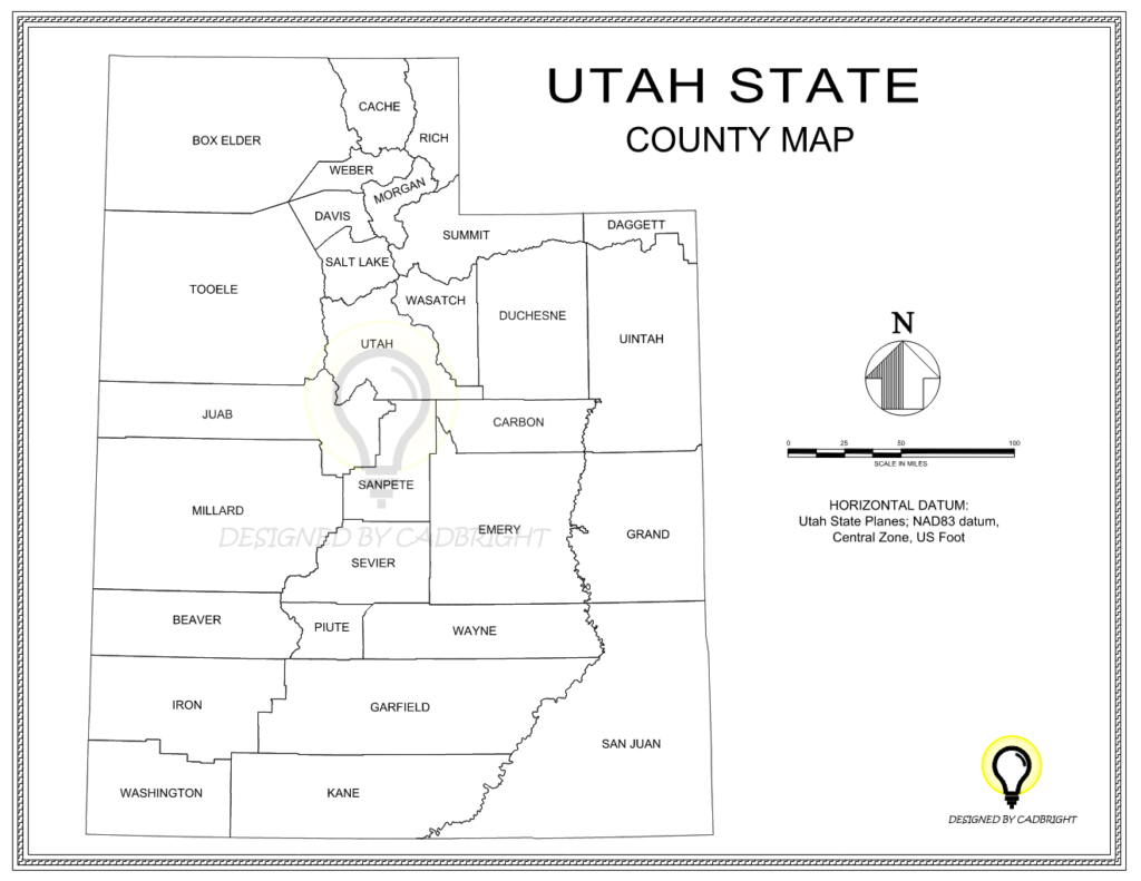Utah County Map in AutoCAD Format - CADBright